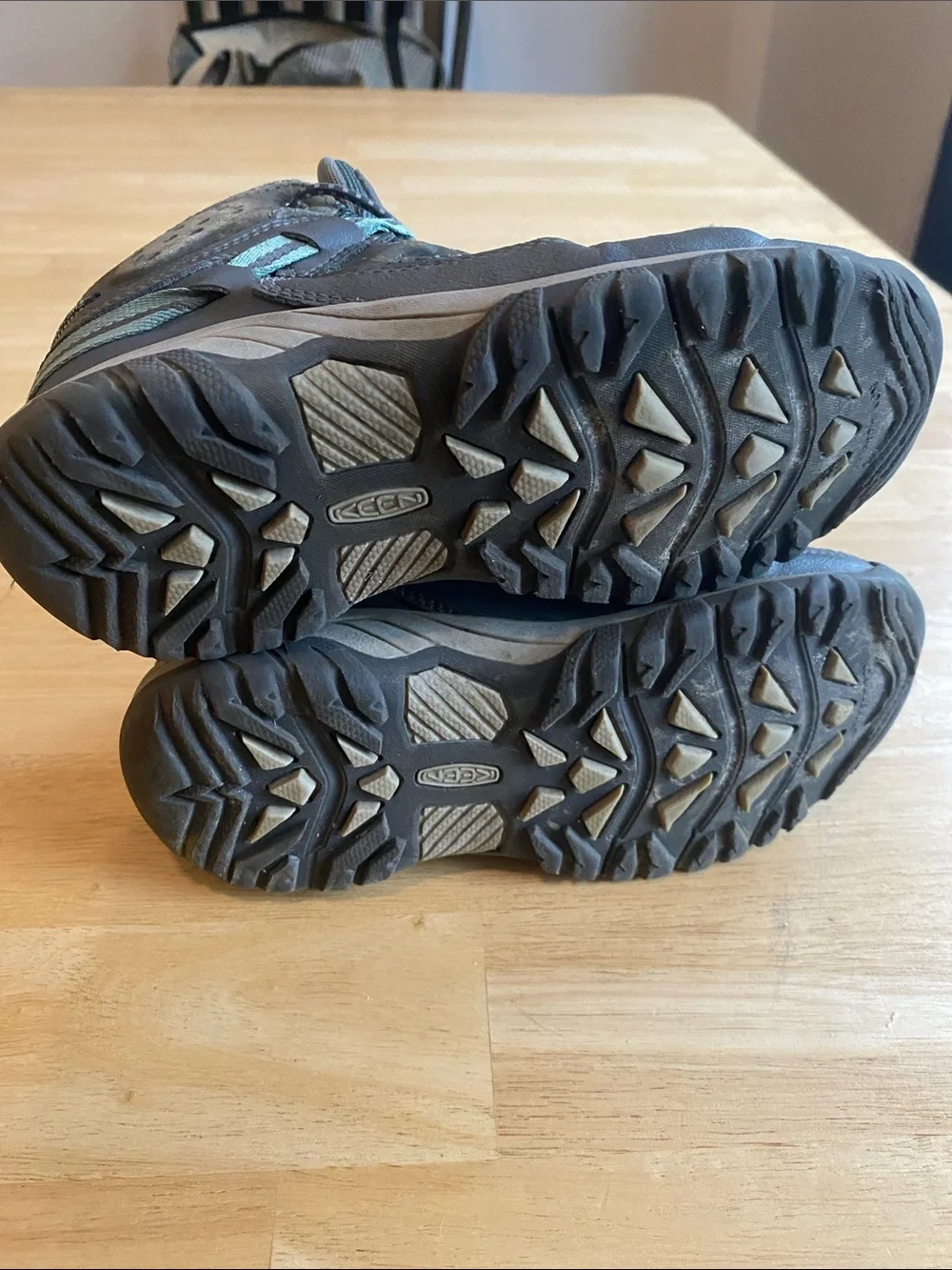 KEEN Kids Gray Hiking Boots with Teal Accents